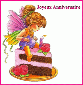 Gif animé joyeux anniversaire gateau fée